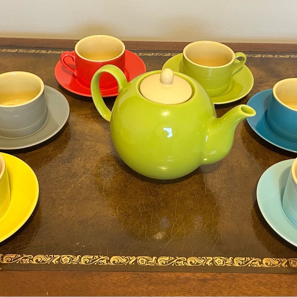 Colorful Ceramic Teapot and Cup Set